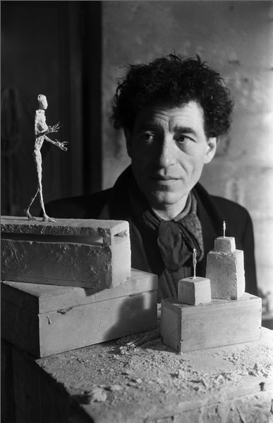Alberto Giacometti dans son atelier de la Rue Hippolyte Maindron à Paris vers 1946, by Emile Savitry.